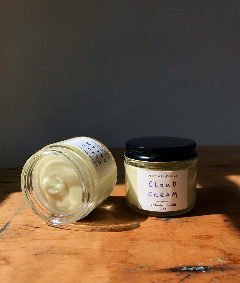 CLOUD CREAM an unscented organic hand and body moisturizer with cupuacu, evening primrose, calendula, cornflower 2 or 4 oz glass jar image 7