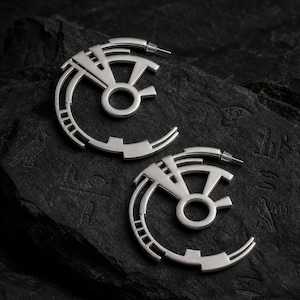 Geometrische Ohrringe,Creolen Eohrringe Silber, moderne Ohrringe, zeitgenössische Ohrringe, oversized Creolen, skulpturale Ohrringe, große Creolen