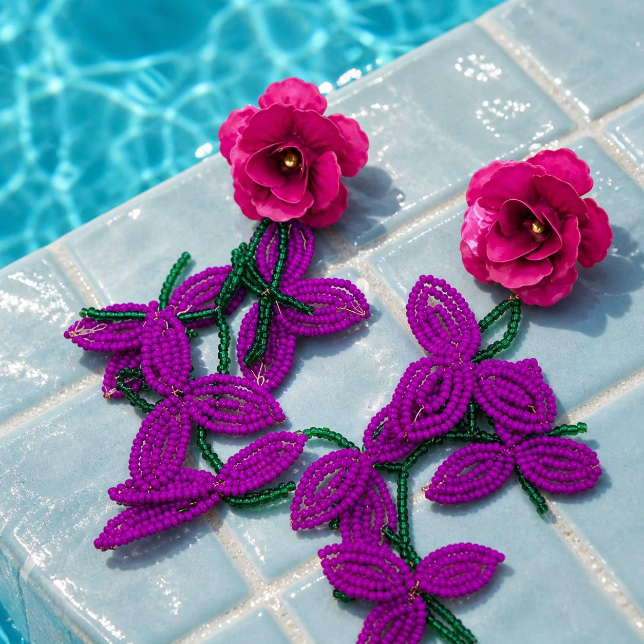 ✨NEW Elegant Purple Floral Statement Earrings The prettiest flowers inspired these statement earrings  main image 4