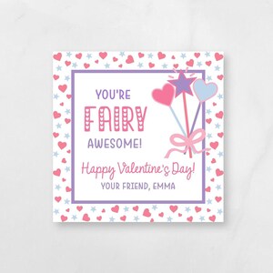 Valentine&#39;s Day Card / Tag - Your FAIRY awesome! Kids Printable Valentine&#39;s Day Card