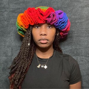 crochet multicolor ruffle hat