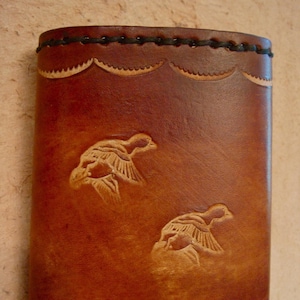 Cartera de cuero con tres pliegues - Cartera de cuero personalizada con tres pliegues - Cartera de cuero hecha a mano con tres pliegues - Cartera de cuero personalizada con tres pliegues con patos