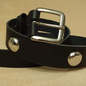 Custom Black Leather Belt with Studs - Studded Black Leather Belt - Handmade Leather Belt with Studs - 1-1/2&quot; Leather Belt with Studs