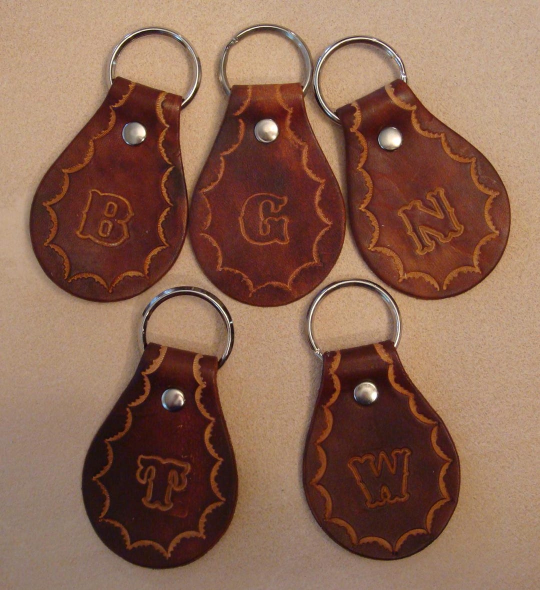 Tooled Leather Key Fob - Custom Leather Key Fob - Personalized Key Fob ...