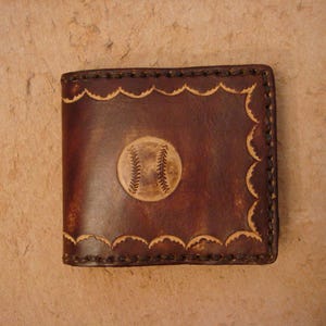 Billetera de cuero para niños - Billetera de cuero para niños personalizada - Billetera de cuero para niños hecha a mano - Billetera personalizada para niños - Béisbol