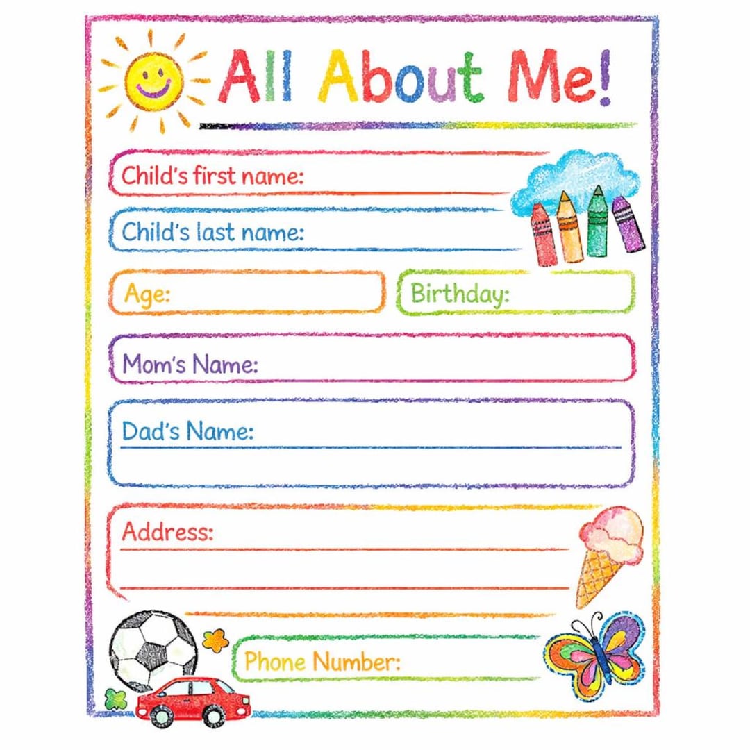 Student Info Sheet Printable | All About Me Preschool | Classroom Form ...