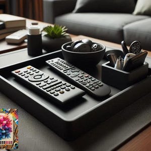 Design Remote Holder - Tray with two Bowls, Organiser, NEW DESIGN