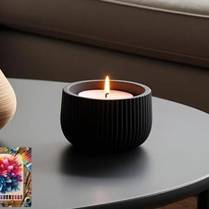 Ribbed Tealight Holder Set: Modern (Pack of 4), Multiple Colour Options