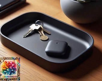Personalised Modern Key Tray: Rectangular Catch All Organiser, Personalise, Multiple Colour Options