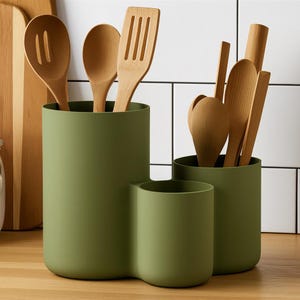 Modern Kitchen Utensil Holder with 3 Cups: Multiple Colour Options