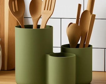Modern Kitchen Utensil Holder with 3 Cups: Multiple Colour Options