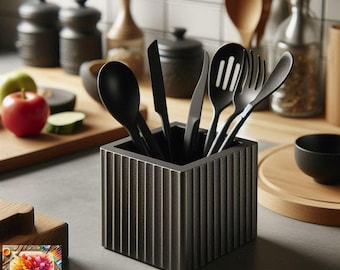 Design Kitchen Utensil Holder "Just a Square", Utensil Basket, Pot, Modern, Minimalist, Multiple Colour Options