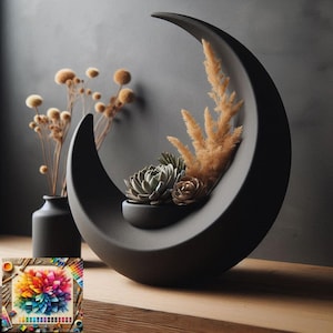 Crescent Moon Vase: Dried Flower Planter, Artistic Home Decor