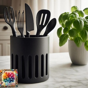 Sleek Kitchen Utensil Holder – Modern Round Design, Multiple Colour Options