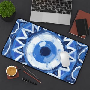 Evil Eye Desk Mat: Colorful Workspace Decor, Non-Slip Office Pad