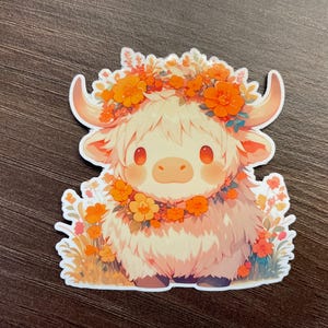 Lindas pegatinas de vacas de las Tierras Altas, pegatinas de animales para computadoras portátiles, botellas de agua, automóviles, diarios, pegatinas de lectura, pegatinas lindas, colores primaverales