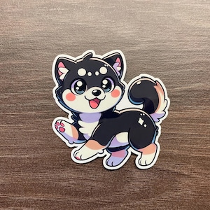Linda pegatina Shiba Inu, pegatina de animales para computadoras portátiles, botellas de agua, automóviles, diarios, pegatinas de lectura, pegatinas lindas, colores primaverales