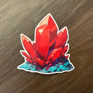 Ruby Ore-sticker, rode kristalsticker, waterbestendig vinyl, cadeaus voor boekenliefhebbers, leesstickers, Dungeon Dragon Loot-stickers