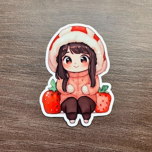 Pegatina de mujer fresa, pegatinas lindas para computadoras portátiles, botellas de agua, autos, diarios, pegatinas de lectura, lindas pegatinas Chibi, regalo Kawaii