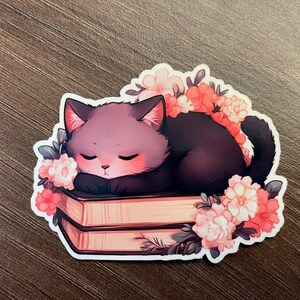 Lindas pegatinas de gatos negros, pegatinas de gatos para computadoras portátiles, botellas de agua, automóviles, diarios, pegatinas de lectura, lindas pegatinas de animales, primavera