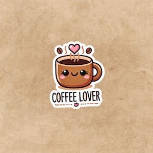 Pegatina amante del café, pegatina linda, pegatina de computadora portátil conejito, pegatina de taza de ansiedad, pegatina de ansiedad, pegatina impermeable
