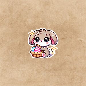 Pegatina de conejo de Pascua Kawaii, pegatina linda, pegatina de computadora portátil de conejito, pegatina de taza de ansiedad, pegatina de ansiedad, pegatina impermeable