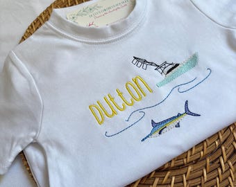 Custom Marlin Fishing Shirt: Embroidered Sportfisher, Personalized Kids Tee