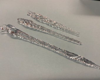 Icicles - Glass Ornament - Clear Glass Icicle Set (3 icicles) - Turtle Beads Studio - Artisan Glasswork - Canada - Christmas