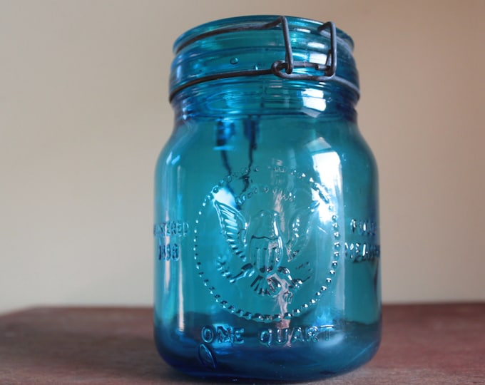 Vintage Blue Glass Jar With Lid 1965 Made in Italy Etsy