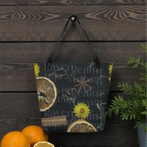 Orangen und Zimt Große Tragetasche: Kräuterkunde Bedarf, Totes mit Taschen, Simmer Pot
