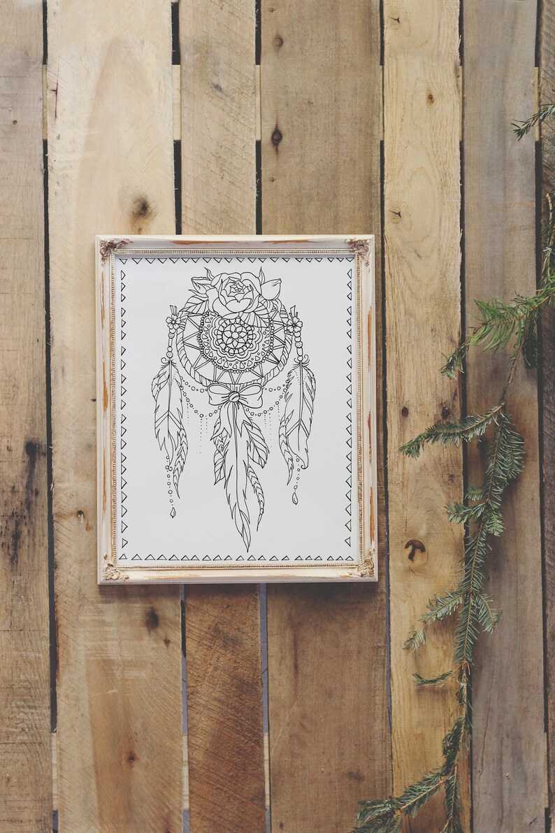 Lace Dream Catcher Coloring Page  Instant Download Print Your image 0