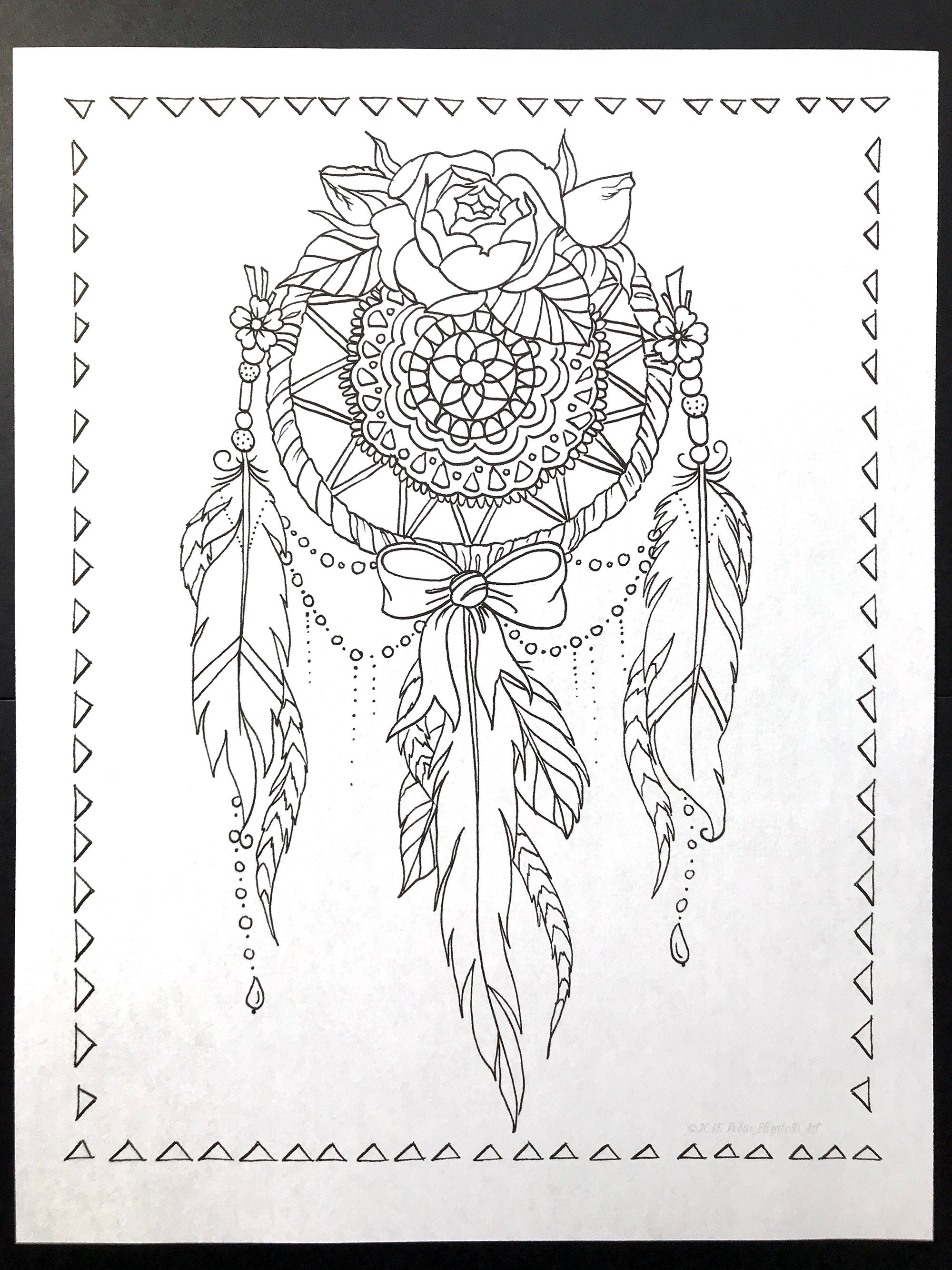 Boho Floral and Lace Coloring Page Instant Download | Etsy
