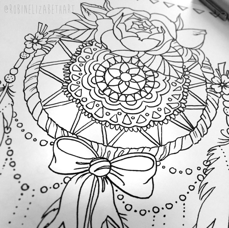Lace Dream Catcher Coloring Page  Instant Download Print Your image 3