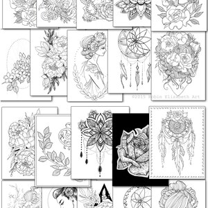 Download Adult Coloring Book Floral Tattoo Digital Download Pdf Etsy