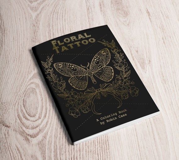 Adult Coloring Book Floral Tattoo Digital Download Pdf