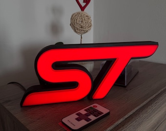 Ford ST LED Lamp: Enthusiast Decor Car Logo Desk Light 3D Printed sign | Gift for Him