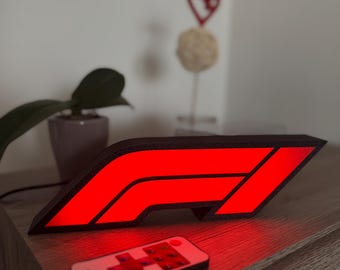 Formula 1 LED Lamp: Handmade 3D Printed Racing Decor | Gift for Him