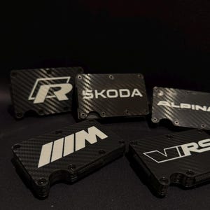 Custom automerk gepersonaliseerde minimalistische carbon portemonnee, BMW M SKODA VRS Golf R, kaarthouder, herenportemonnee, cadeau, voor vriend, voor echtgenoot