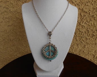 Flowered Peace Sign Necklace