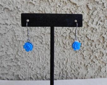 Blue Rose Earrings