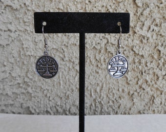 Zodiac Medallion - Libra - Earrings