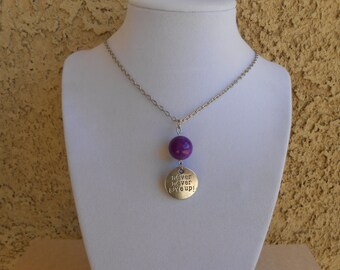 Purple Jasper "never never give up!" Necklace