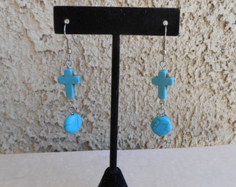 Howlite Cross Earrings