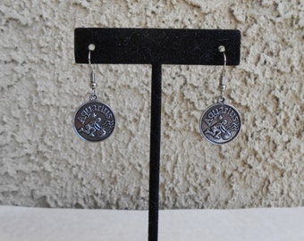 Zodiac Medallion - Aquarius - Earrings