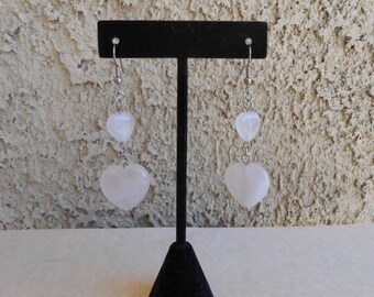 Rose Quartz Heart Earrings