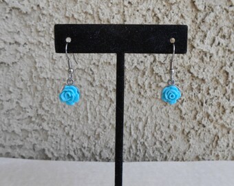 Aqua Rose Earrings