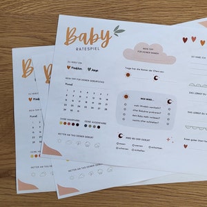 Babyshowerspel - Kaarten raden en vullen A4 voor gasten (neutraal ontwerp)