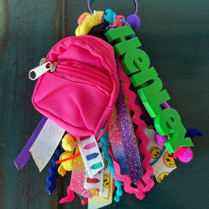 Custom Ribbon Bag Tag, Spirit Wear Bogg Bag Tag, Ribbon Bag Tassel, Backpack Tag