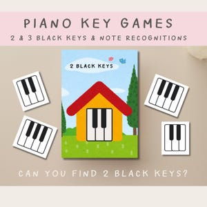 Gioco di memoria musicale con i tasti del pianoforte, riconoscimento delle note con 2 tasti neri e 3 tasti neri, risorsa stampabile per insegnanti di pianoforte, apprendimento delle note del pianoforte per bambini