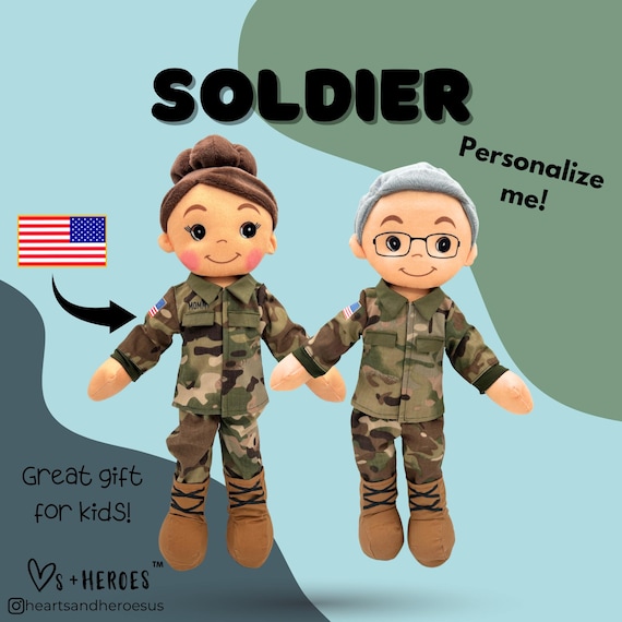 Soldier Army Military Heroes Doll Custom Plush Daddy Mommy Lookalike Deployment Doll Companion Personalized Gift for Child